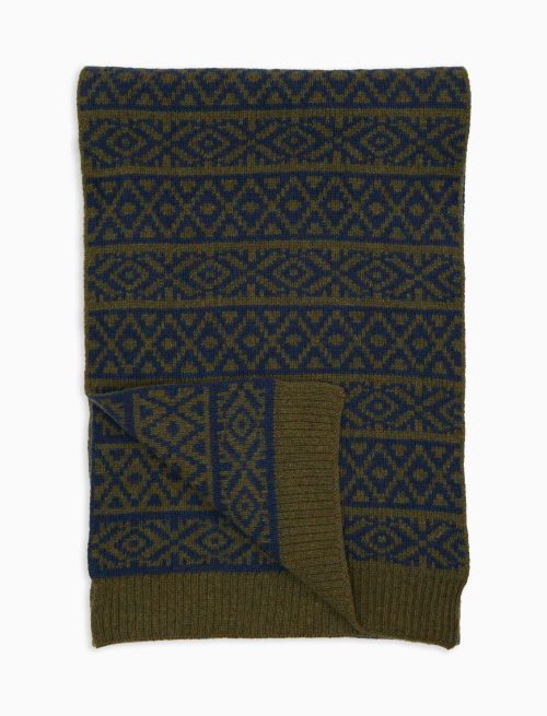 Sciarpa unisex double face lana blu fantasia greca natalizia - Accessori | Gallo 1927 - Official Online Shop