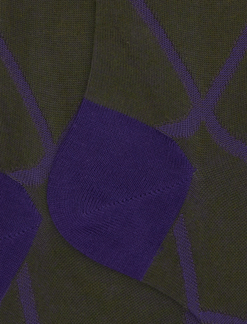 Men's long socks in green cotton with diamond pattern - Long | Gallo 1927 - Official Online Shop
