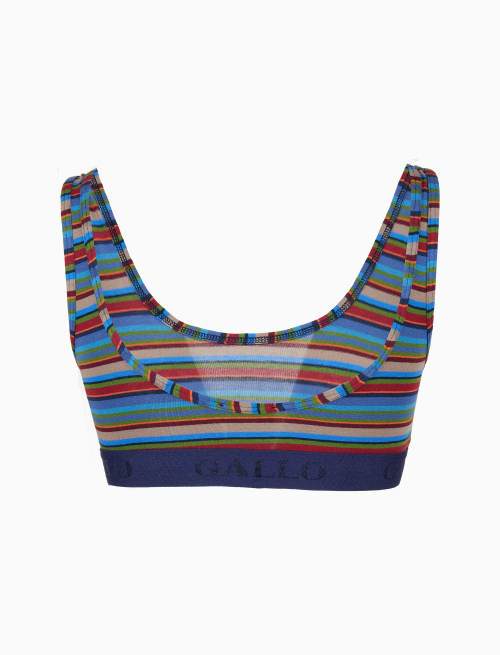 Women's blue cotton bralette with multicolored stripes - Woman | Gallo 1927 - Official Online Shop