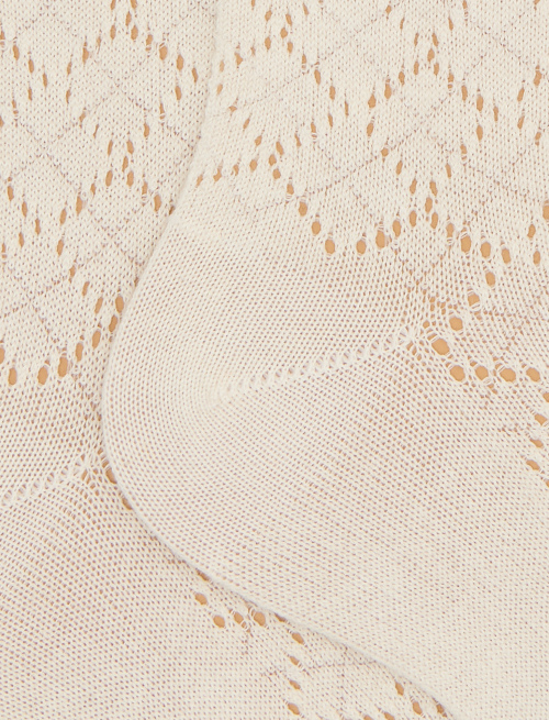 Women's long perforated socks in plain white cotton and cashmere - Long | Gallo 1927 - Official Online Shop