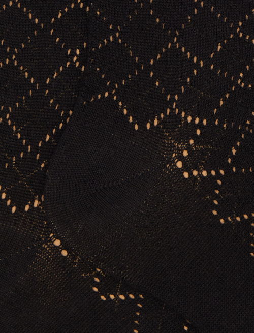Women's long perforated socks in plain black cotton and cashmere - Long | Gallo 1927 - Official Online Shop