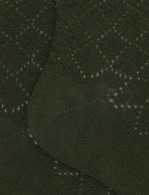 Women's long perforated socks in plain green cotton and cashmere - Long | Gallo 1927 - Official Online Shop