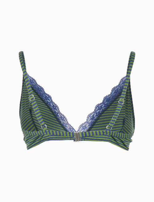 Women's blue cotton triangle bra with Windsor stripes - Woman | Gallo 1927 - Official Online Shop