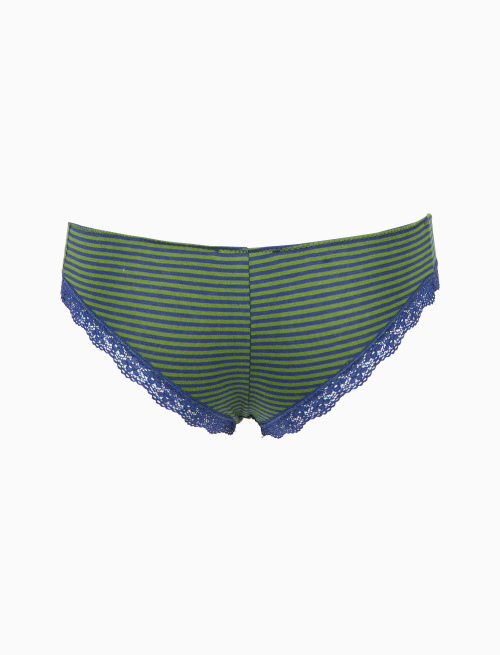 Women's blue cotton Brazilian briefs with Windsor stripes - Underwear | Gallo 1927 - Official Online Shop
