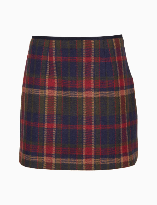 Women's blue diagonal tartan A-line mini skirt - Woman | Gallo 1927 - Official Online Shop