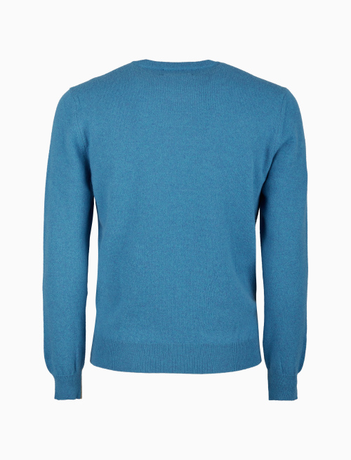 Pull girocollo uomo puro cashmere azzurro tinta unita - Maglieria | Gallo 1927 - Official Online Shop