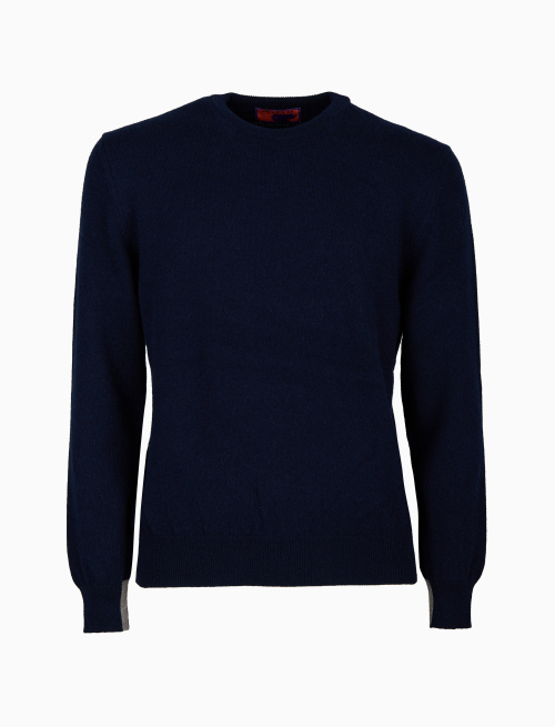 Pull girocollo uomo puro cashmere blu tinta unita - Maglieria | Gallo 1927 - Official Online Shop