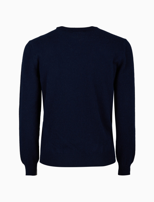 Pull girocollo uomo puro cashmere blu tinta unita - Maglieria | Gallo 1927 - Official Online Shop