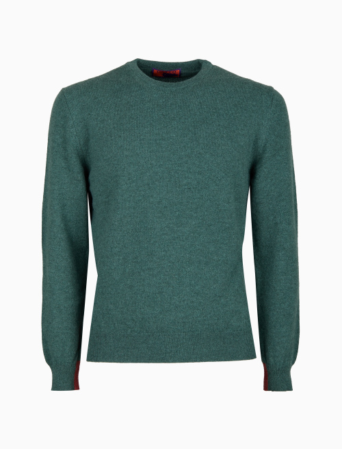 Pull girocollo uomo puro cashmere verde tinta unita - Maglieria | Gallo 1927 - Official Online Shop