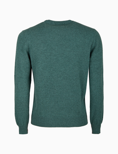 Pull girocollo uomo puro cashmere verde tinta unita - Maglieria | Gallo 1927 - Official Online Shop