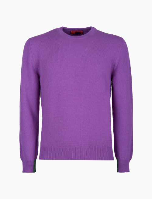 Pull girocollo uomo puro cashmere viola tinta unita - Maglieria | Gallo 1927 - Official Online Shop