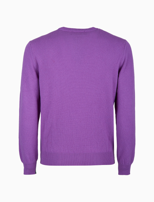 Pull girocollo uomo puro cashmere viola tinta unita - Maglieria | Gallo 1927 - Official Online Shop