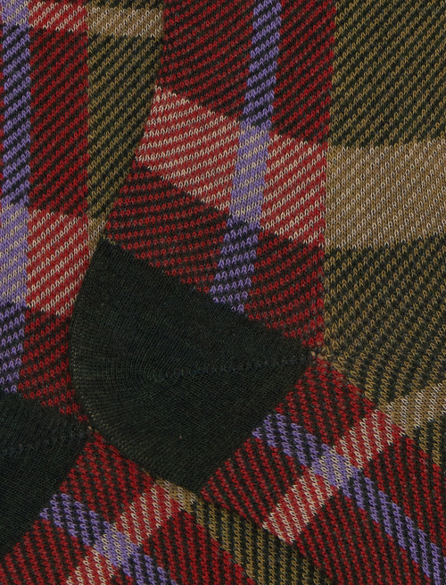 Women's long green cotton socks with tartan pattern - Socks | Gallo 1927 - Official Online Shop