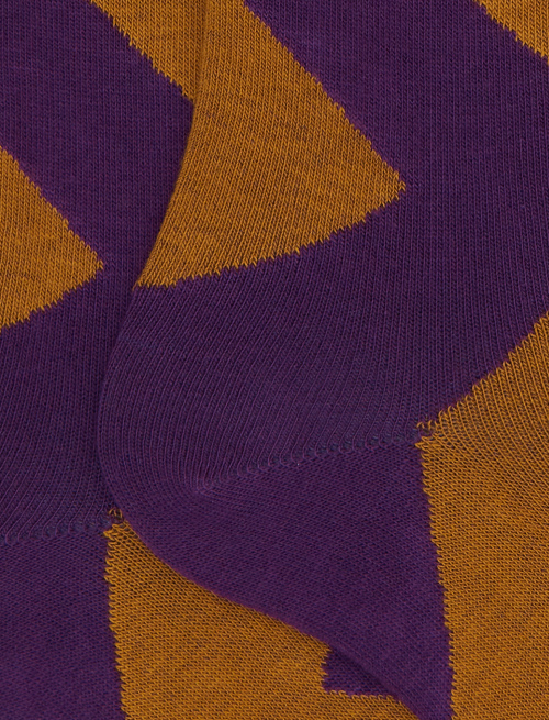 Men's long purple cotton socks with maxi diamond pattern - New In | Gallo 1927 - Official Online Shop