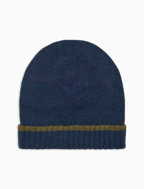 Berretto con risvolto unisex lana blu tinta unita - Accessori | Gallo 1927 - Official Online Shop
