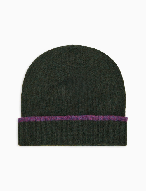 Berretto con risvolto unisex lana verde tinta unita - Accessori | Gallo 1927 - Official Online Shop