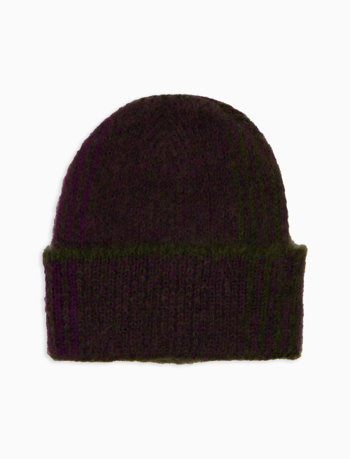 Berretto con risvolto unisex viola fantasia tartan a righe - Accessori | Gallo 1927 - Official Online Shop