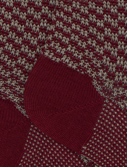 Men's long wool, silk, and cashmere socks with burgundy stripes - New In | Gallo 1927 - Official Online Shop