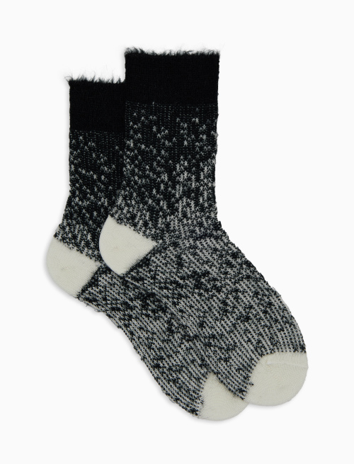 Women's short socks in wool, silk, and cashmere with black gradient effect - Socks | Gallo 1927 - Official Online Shop
