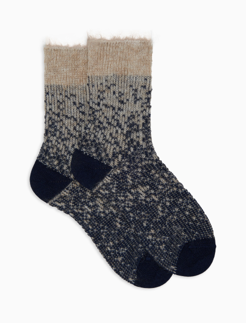 Women's short socks in wool, silk, and cashmere with blue gradient effect - Socks | Gallo 1927 - Official Online Shop