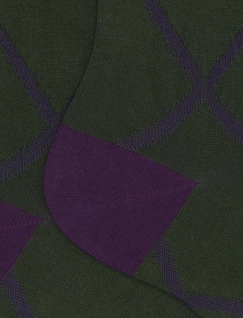 Women's short socks in green cotton with diamond pattern - Socks | Gallo 1927 - Official Online Shop