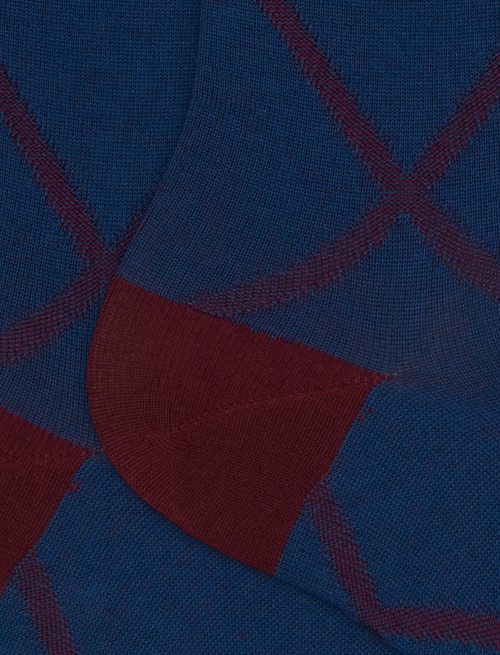 Women's short socks in blue cotton with diamond pattern - Socks | Gallo 1927 - Official Online Shop