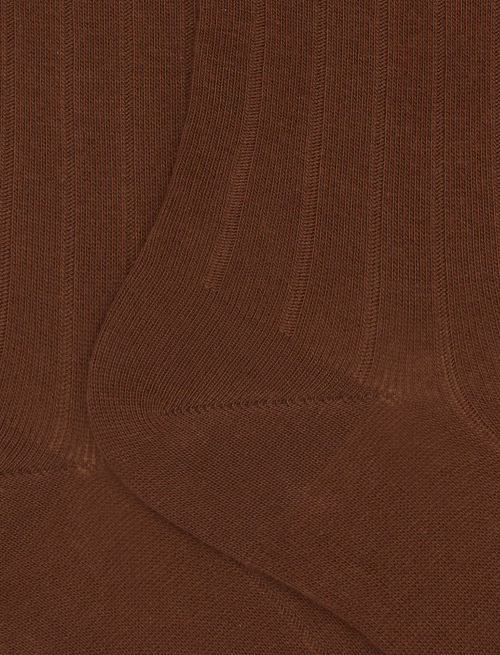 Women's long brown cotton socks with ribbing - Woman | Gallo 1927 - Official Online Shop