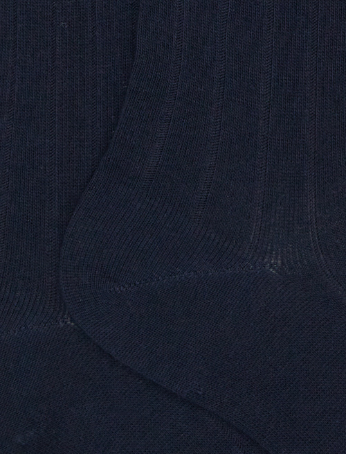 Women's long blue cotton socks with ribbing - Woman | Gallo 1927 - Official Online Shop