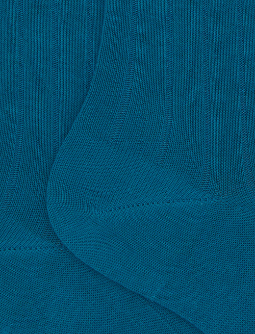 Women's long blue cotton socks with ribbing - Woman | Gallo 1927 - Official Online Shop