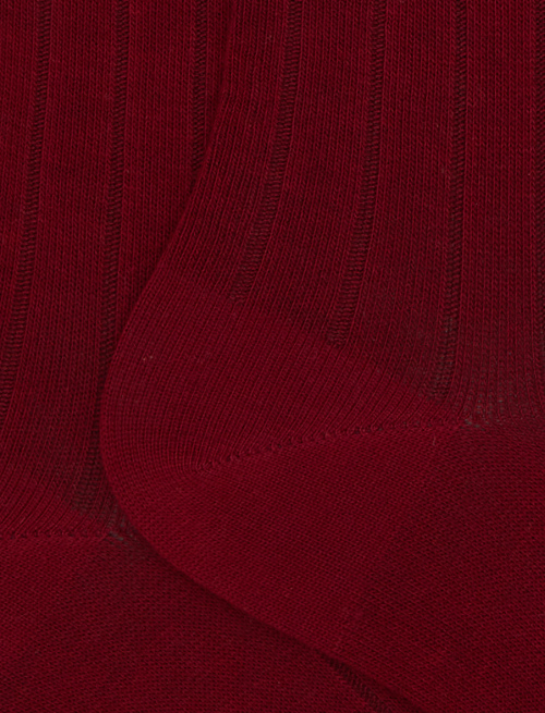 Women's long burgundy cotton socks with ribbing - Socks | Gallo 1927 - Official Online Shop