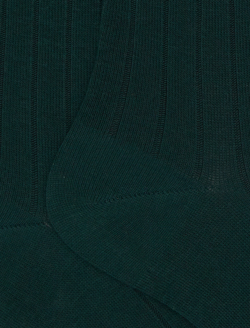 Women's long green cotton socks with ribbing - Socks | Gallo 1927 - Official Online Shop