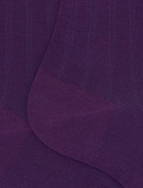 Women's long purple cotton socks with ribbing - Socks | Gallo 1927 - Official Online Shop