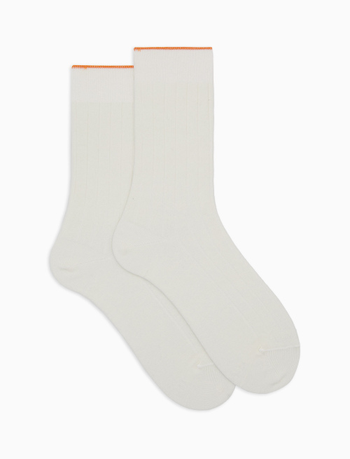 Women's short white cotton socks with ribbing - Woman | Gallo 1927 - Official Online Shop