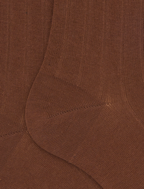 Women's short brown cotton socks with ribbing - Woman | Gallo 1927 - Official Online Shop