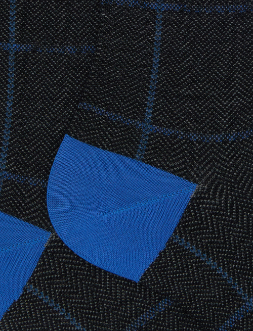 Men's long gray wool socks with windowpane pattern - Socks | Gallo 1927 - Official Online Shop