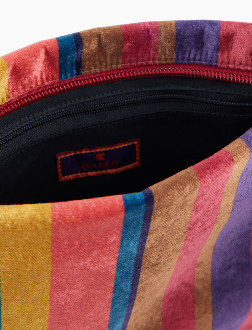 Women's burgundy velvet clutch bag with multicolored stripes - Pochette | Gallo 1927 - Official Online Shop