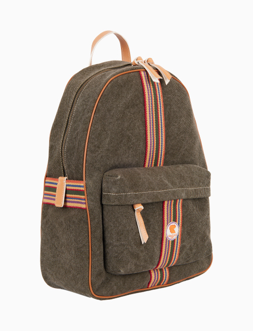 Zaino unisex in canvas di cotone verde tinta unita - Borse | Gallo 1927 - Official Online Shop