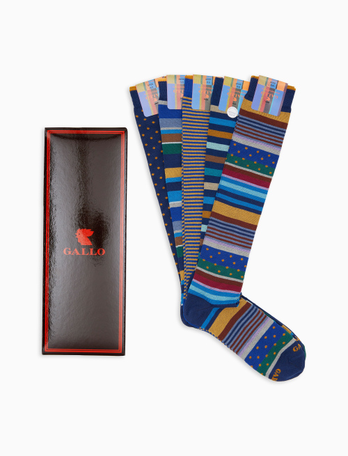 Box 2 with 5 pairs of men's long socks cotton patterned mix icons Gallo - Long | Gallo 1927 - Official Online Shop