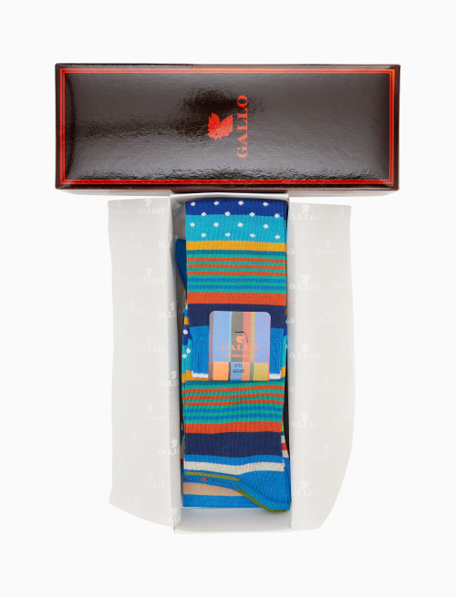 Box 3 con 5 paia di calze lunghe uomo cotone fantasia mix di icone Gallo - New In | Gallo 1927 - Official Online Shop