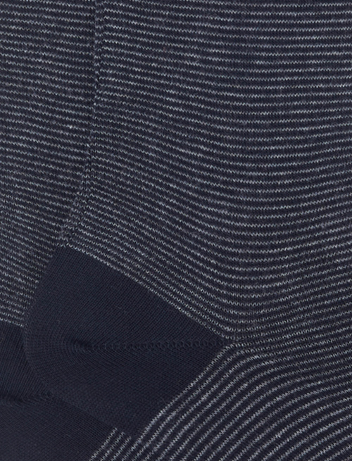 Women's long blue cotton socks with two-tone stripes - The SS Edition | Gallo 1927 - Official Online Shop
