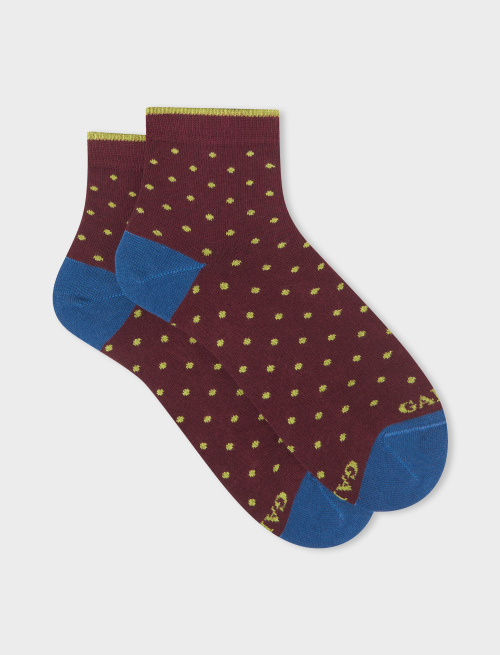Women's super short burgundy cotton socks with polka dots - Woman | Gallo 1927 - Official Online Shop