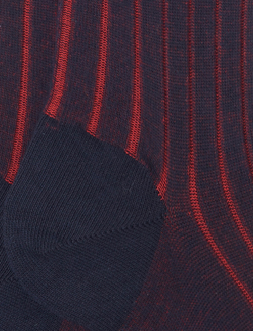 Women's long blue/red plated cotton socks with wide rib stitch - The Classics | Gallo 1927 - Official Online Shop