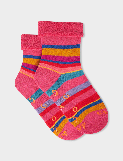 Kids' non-slip erica cotton socks with multicoloured stripes - Kid | Gallo 1927 - Official Online Shop