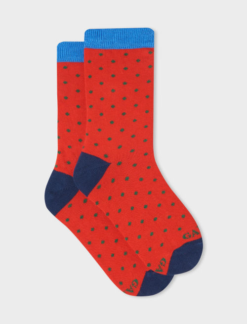 Kids' short red cotton socks with polka dots - Kid | Gallo 1927 - Official Online Shop