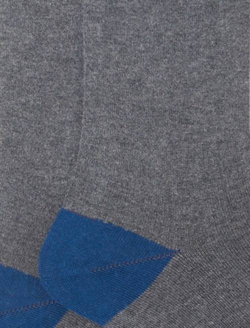 Men's long plain stone grey cotton and cashmere socks with contrasting details - Man | Gallo 1927 - Official Online Shop