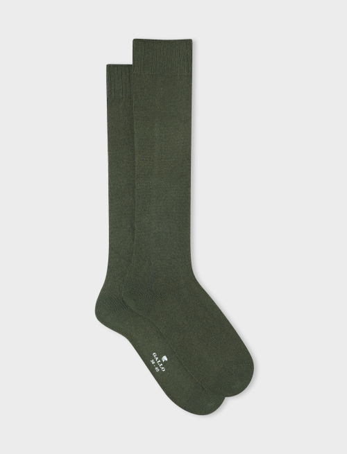 Women's long plain army cashmere socks | Gallo 1927 - Official Online Shop