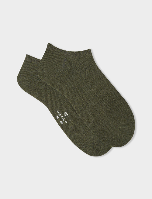 Women's plain army cashmere ankle socks - Invisible | Gallo 1927 - Official Online Shop