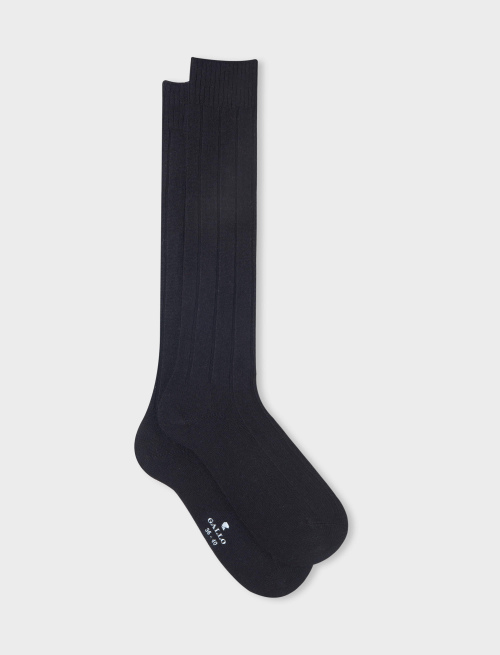 Women's long ribbed plain black cashmere socks - The Essentials | Gallo 1927 - Official Online Shop