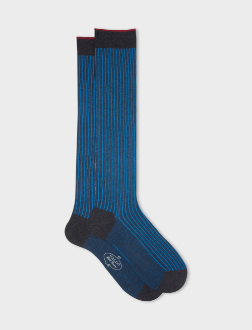 Men's long graphite twin-rib cotton socks - Past Season | Gallo 1927 - Official Online Shop