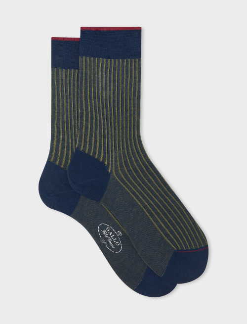 Men's short ocean blue/moss green twin-rib cotton socks - Man | Gallo 1927 - Official Online Shop